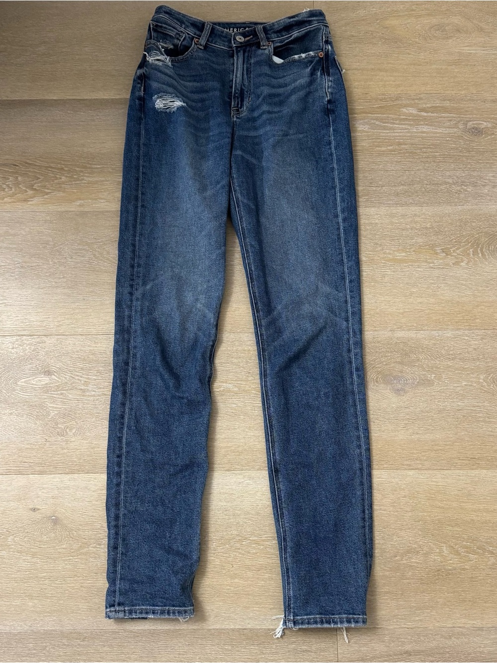 American Eagle Extra Long Dark Blue High-Rise Mom Jeans